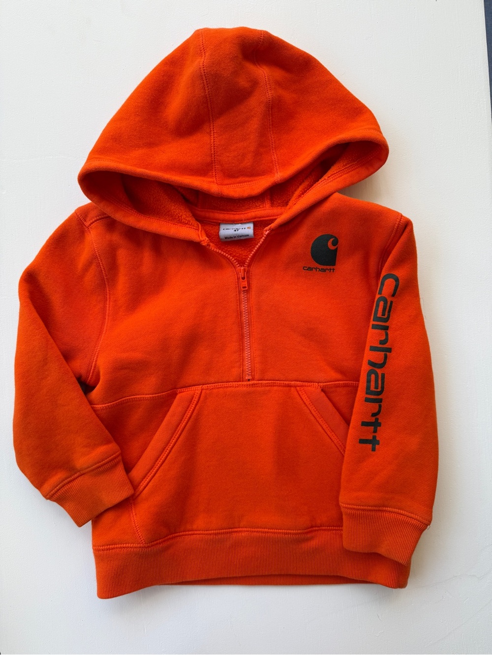 Carhartt Kids Bright Orange Half-Zip Hooded Sweatshirt